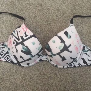 34B PINK Tropical Push Up Bra